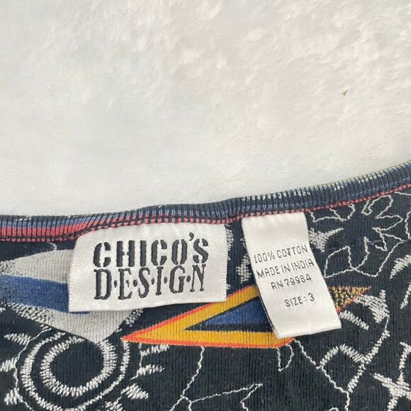Chico;s Design Retro Shirt Women's 3 Multi 80s Boho Indie Vintage VTG - Picture 2 of 4